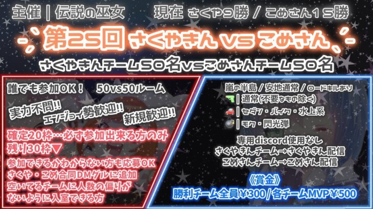 【荒野行動】第25回さくやVSこめ　【現在9勝15敗】