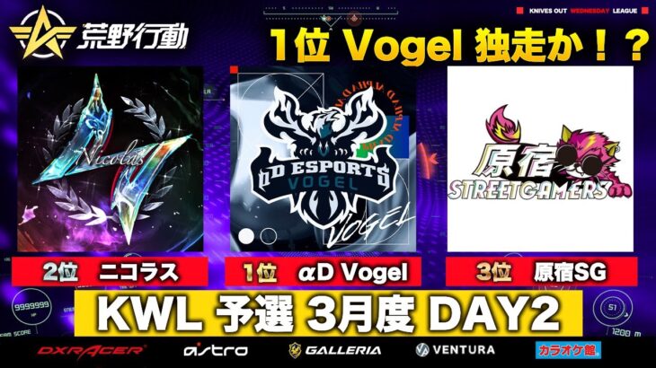 【荒野行動】KWL 予選 3月度 DAY2 開幕【Vogel １位！】実況解説：柴田アナ＆こっこ