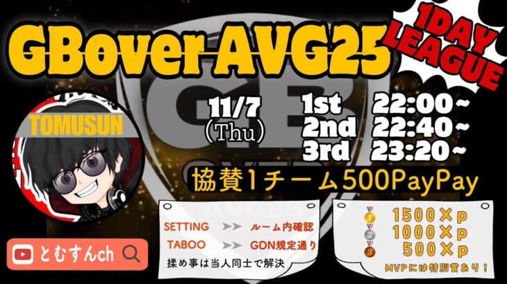 【荒野行動　大会生配信】GB Over AVG25  Room 1Dayリーグ