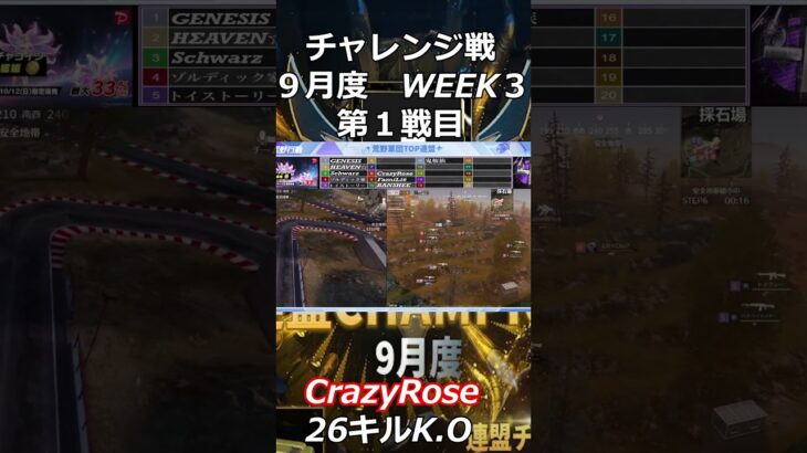KCTL チャレンジ戦 9月度 WEEK3【大量キルKO】 #shorts #kctl #荒野行動